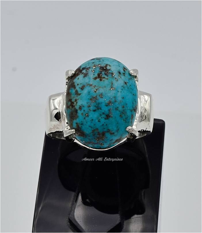 AAE 6586 Chandi Ring 925, Stone: Shajri Feroza