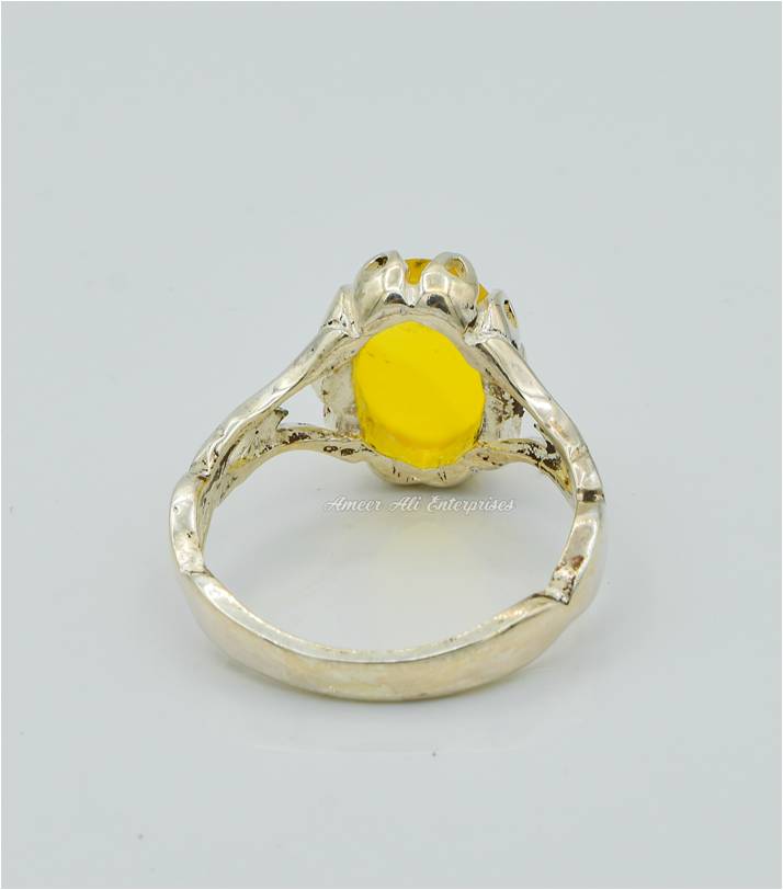 AAE 2317 Chandi Ring 925, Stone: Yellow Aqeeq
