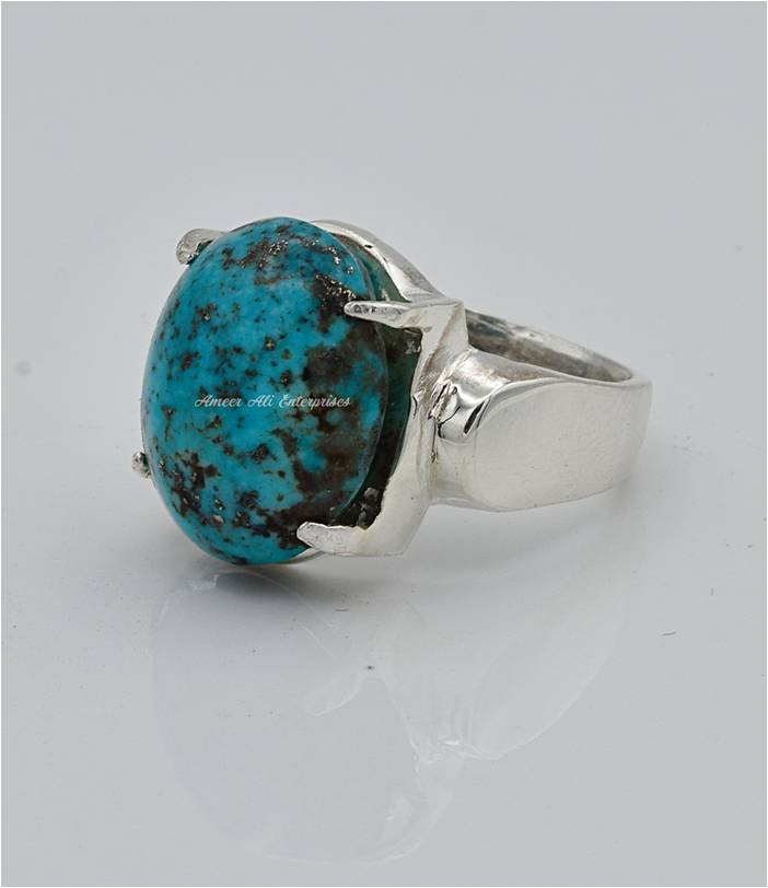 AAE 6586 Chandi Ring 925, Stone: Shajri Feroza