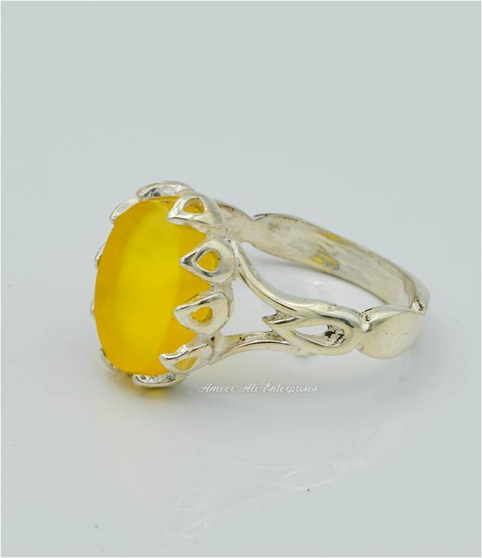 AAE 2317 Chandi Ring 925, Stone: Yellow Aqeeq