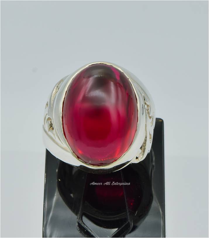 AAE 6240 Chandi Ring 925, Stone: Irani Poota Yaqoot