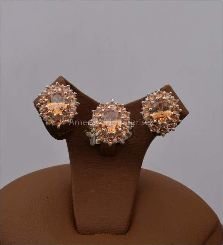 AAE 5716 Chandi Set 925, Stone: Zircon - AmeerAliEnterprises