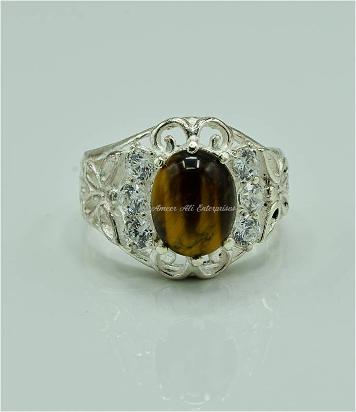 AAE 6903 Chandi Ring 925, Stone: Tiger's Eye