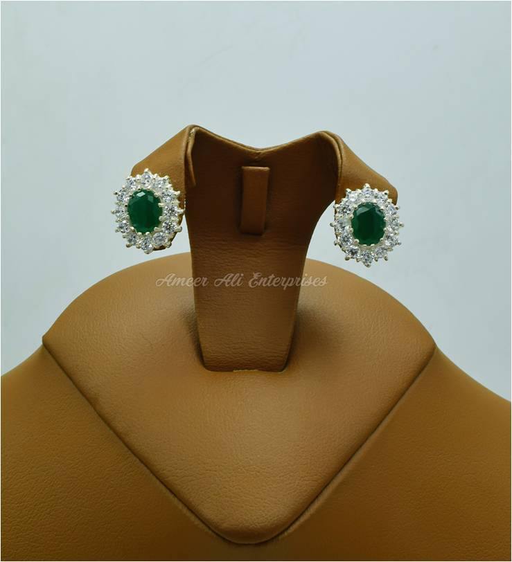 AAE 2473 CHANDI EARRINGS 925, STONE: ZIRCON - AmeerAliEnterprises