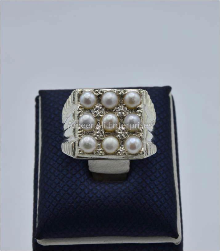 AAE 1801 Chandi Ring 925, Stone Pearl - AmeerAliEnterprises