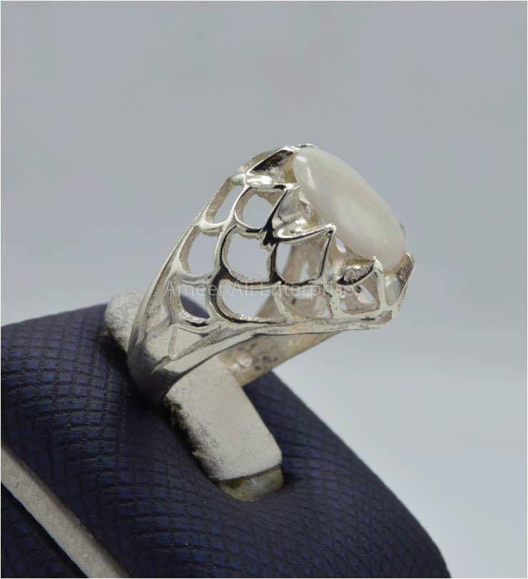 AAE 5928 Chandi Ring 925, Stone: Opal - AmeerAliEnterprises
