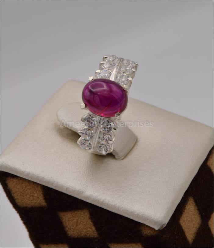 AAE 2494 Chandi Ring 925, Stone: Irani Poota Yaqoot (Anari Yaqoot) - AmeerAliEnterprises