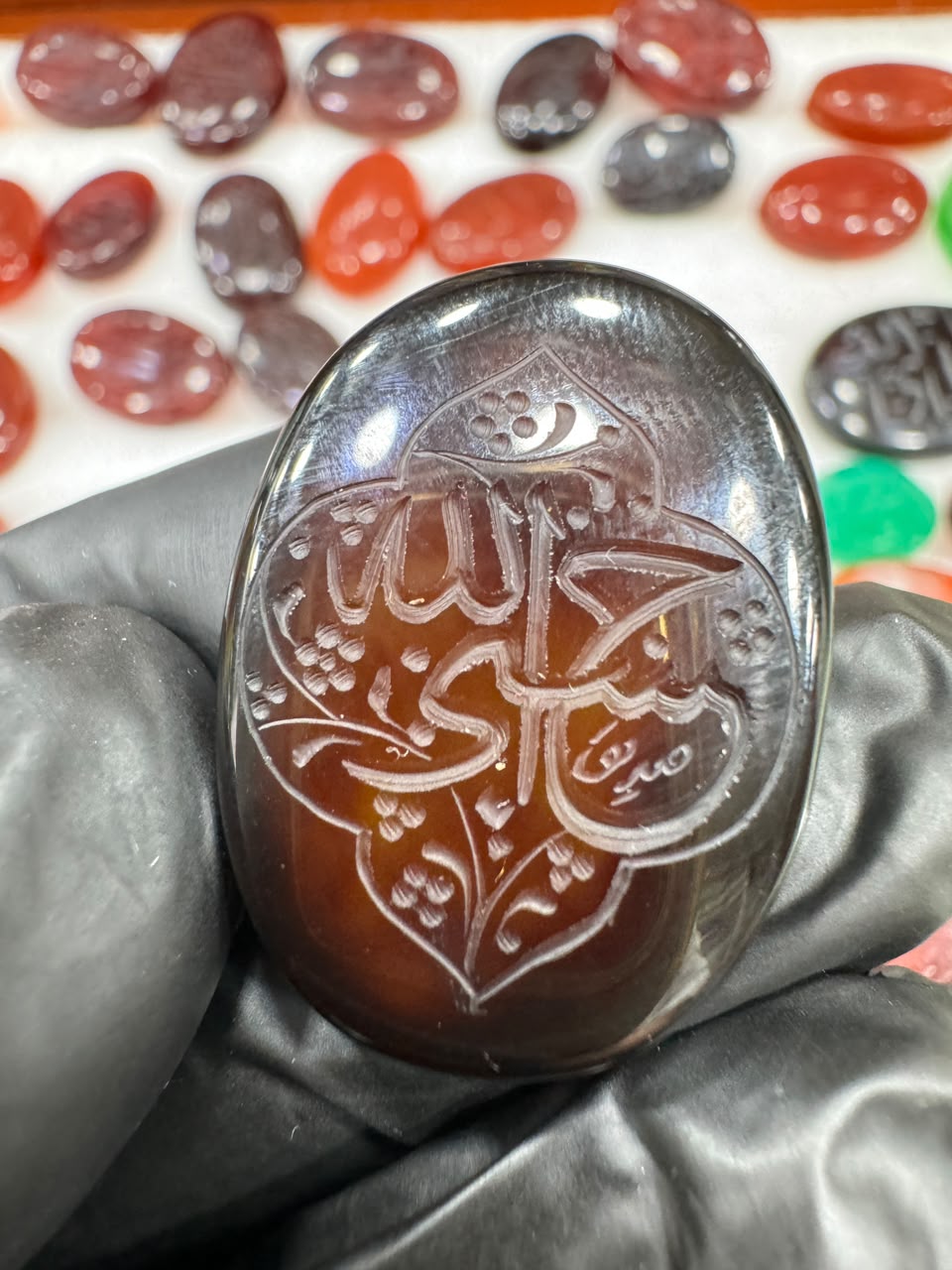 AAE AQ 006 Premium Natural Aqeeq Stone with Islamic Engraving