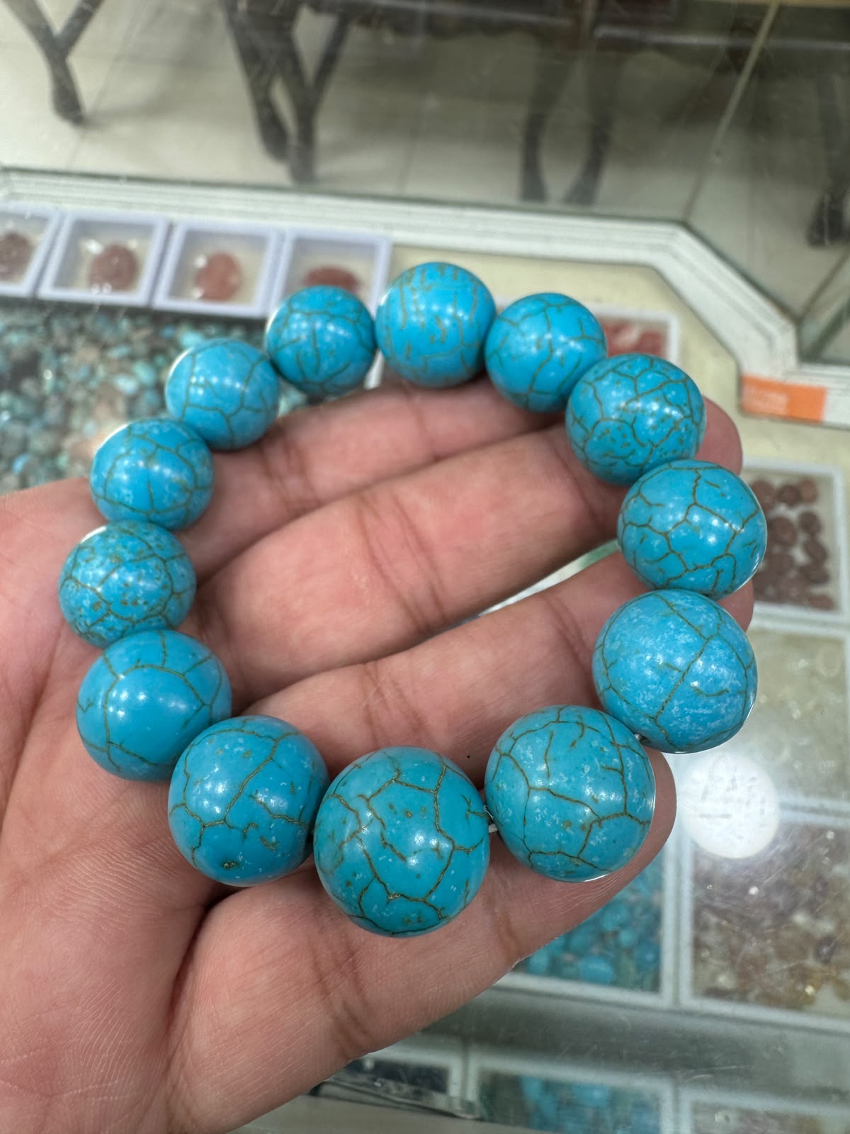 AAE PB 015 Processed Feroza (15 mm) Stone's Bracelet.