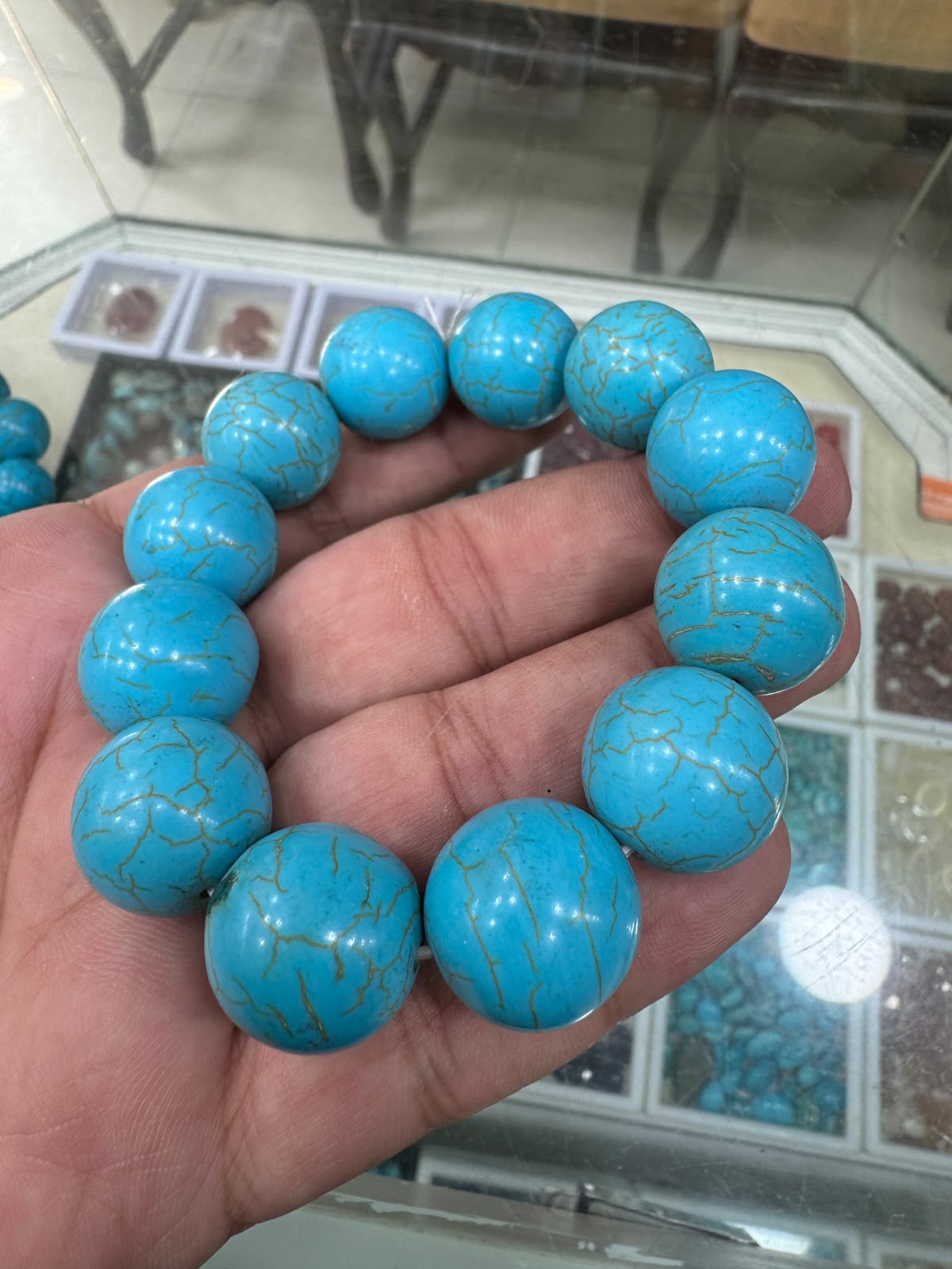 AAE PB 016 Processed Feroza (18 mm) Stone's Bracelet.