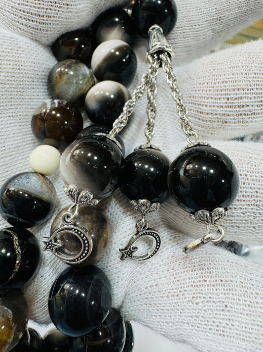 14.5 mm Sulemani Aqeeq Stones Tasbeeh