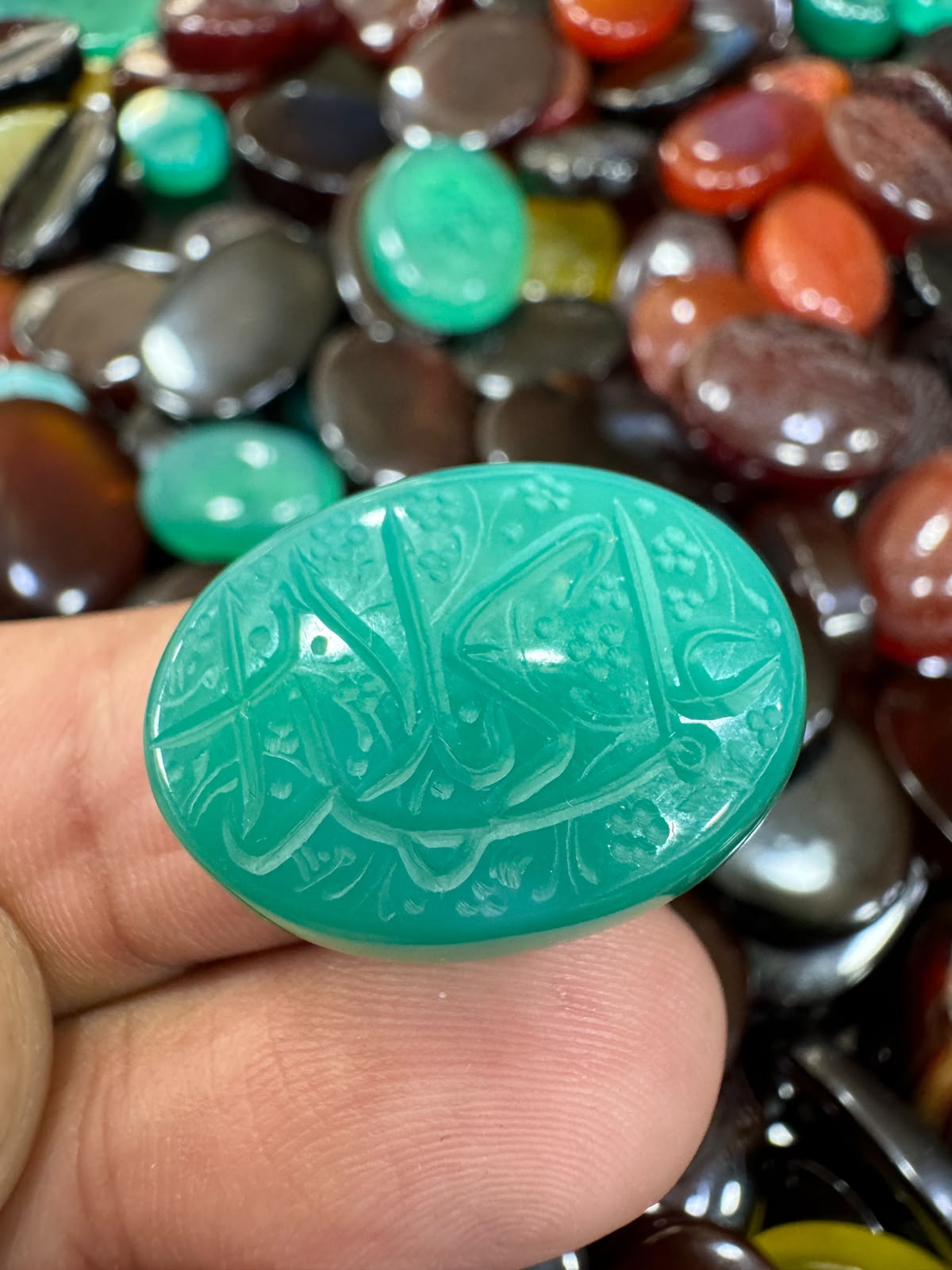 AAE AQ 037 Premium Natural Aqeeq Stone with Islamic Engraving