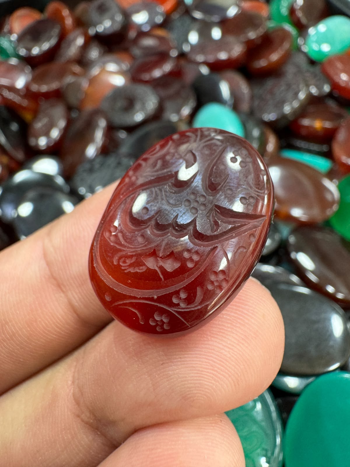 AAE AQ 038 Premium Natural Aqeeq Stone with Islamic Engraving