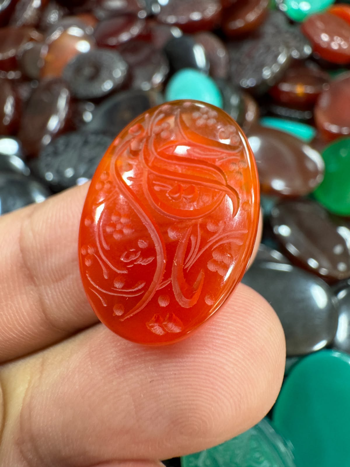 AAE AQ 039 Premium Natural Aqeeq Stone with Islamic Engraving
