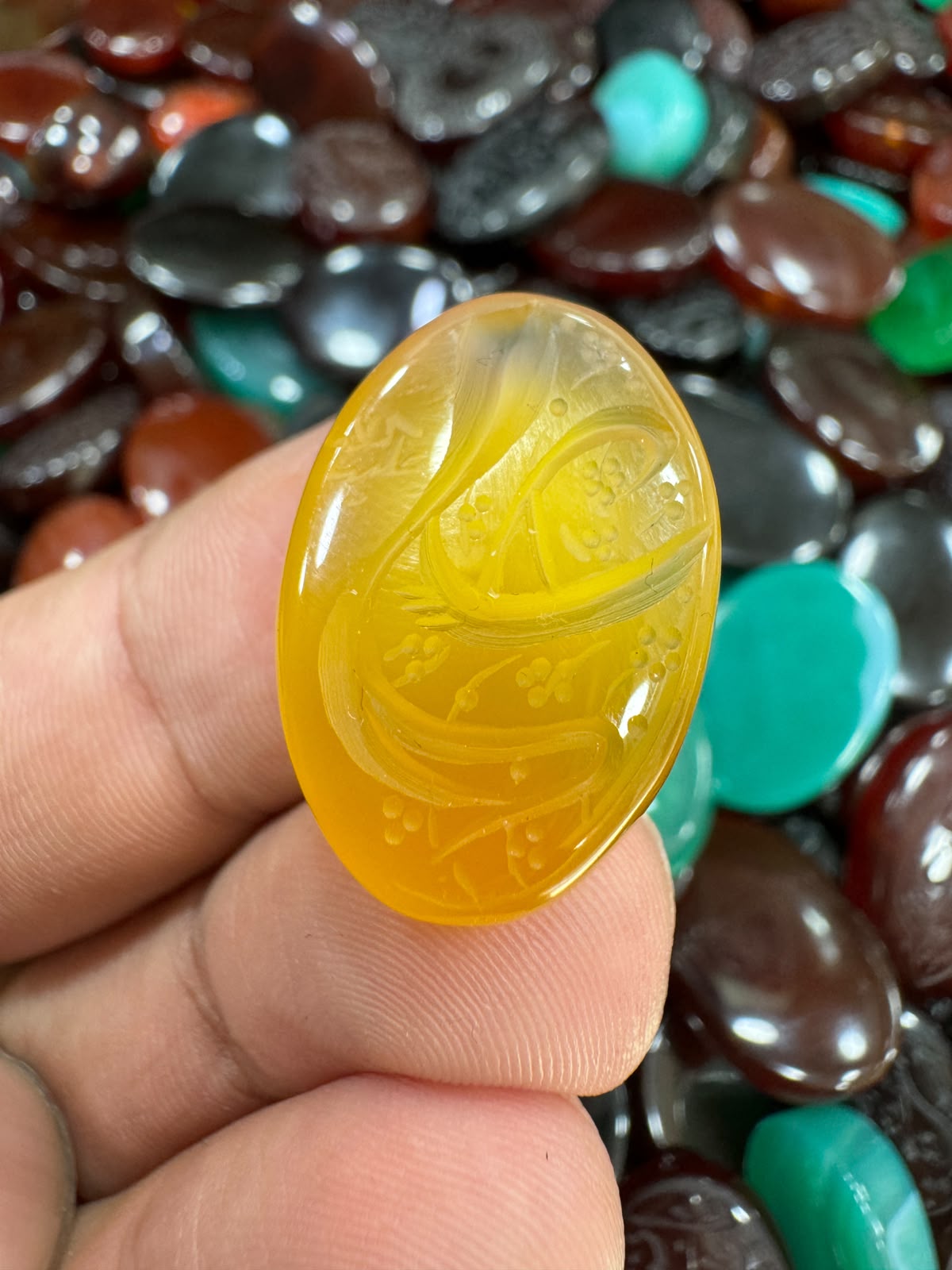 AAE AQ 041 Premium Natural Aqeeq Stone with Islamic Engraving