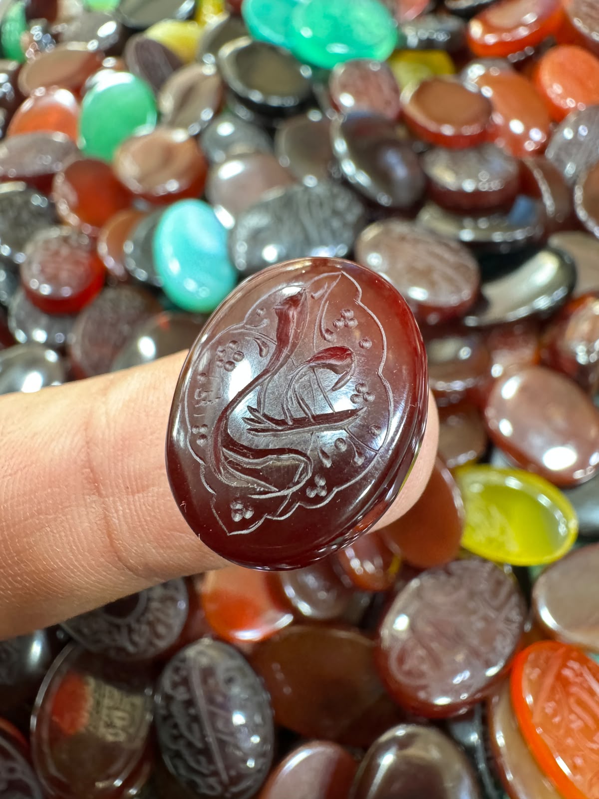 AAE AQ 049 Premium Natural Aqeeq Stone with Islamic Engraving