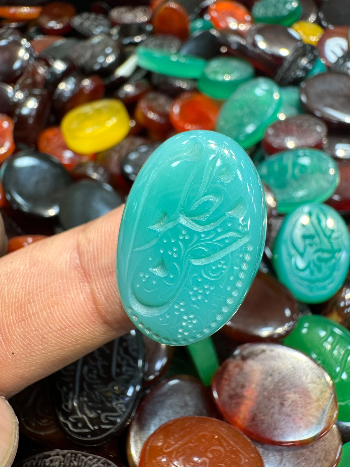 AAE AQ 053 Premium Natural Aqeeq Stone with Islamic Engraving