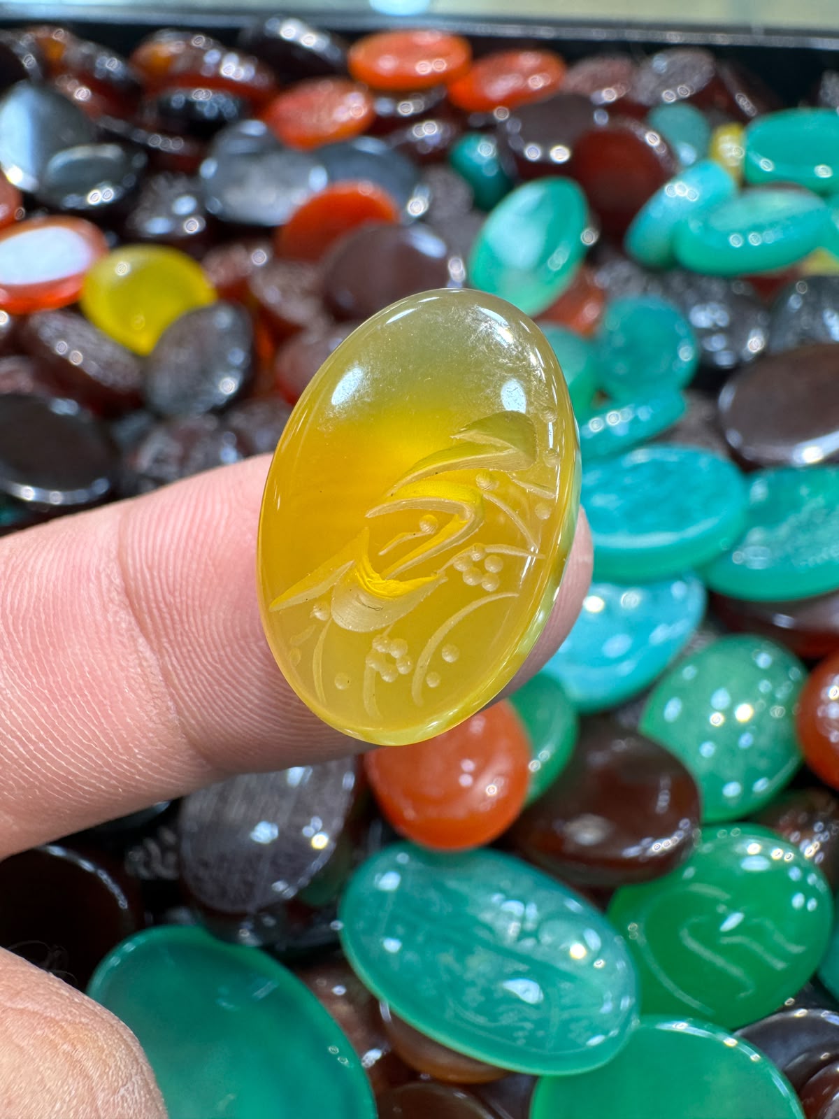 AAE AQ 054 Premium Natural Aqeeq Stone with Islamic Engraving