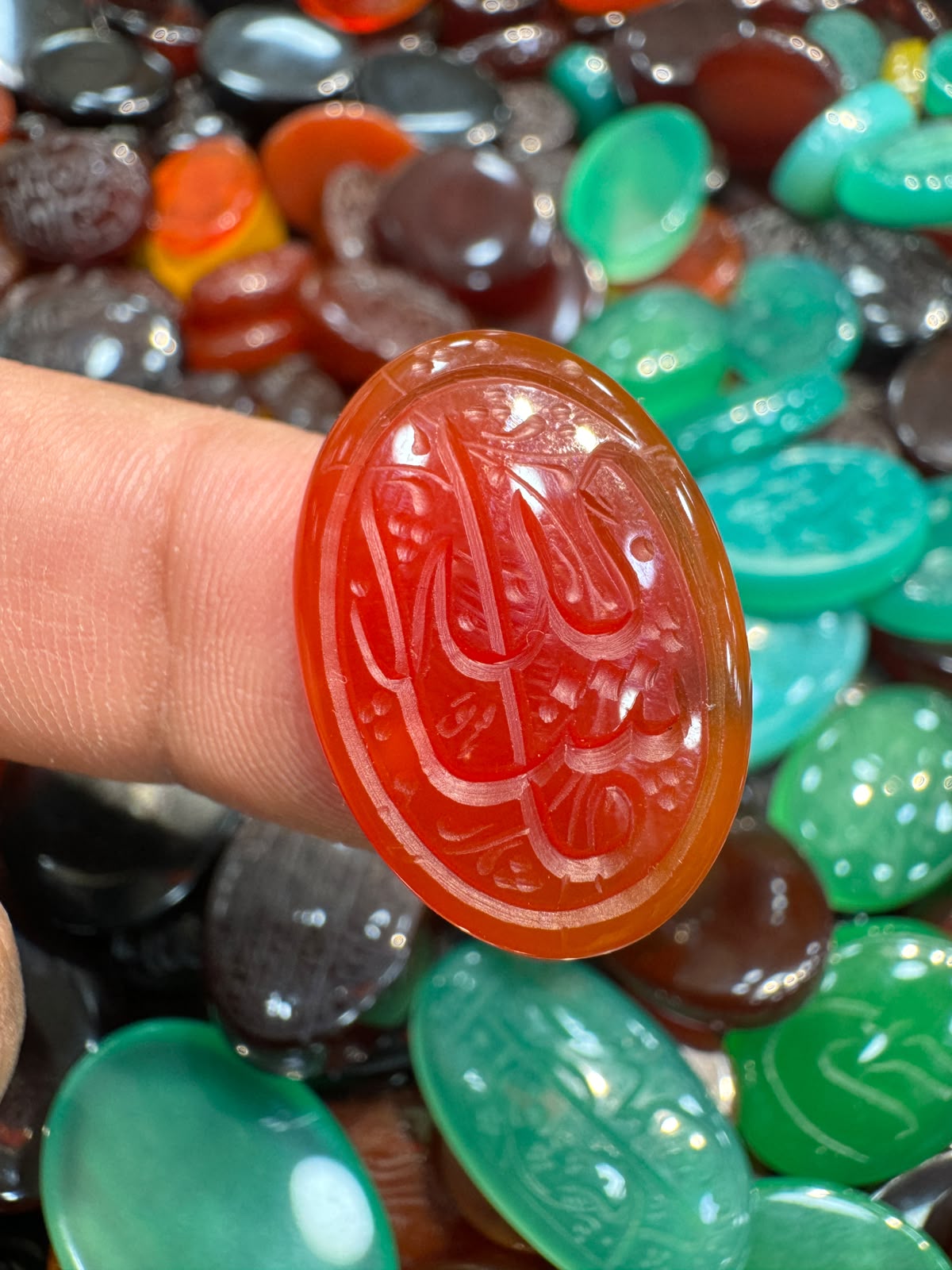 AAE AQ 056 Premium Natural Aqeeq Stone with Islamic Engraving