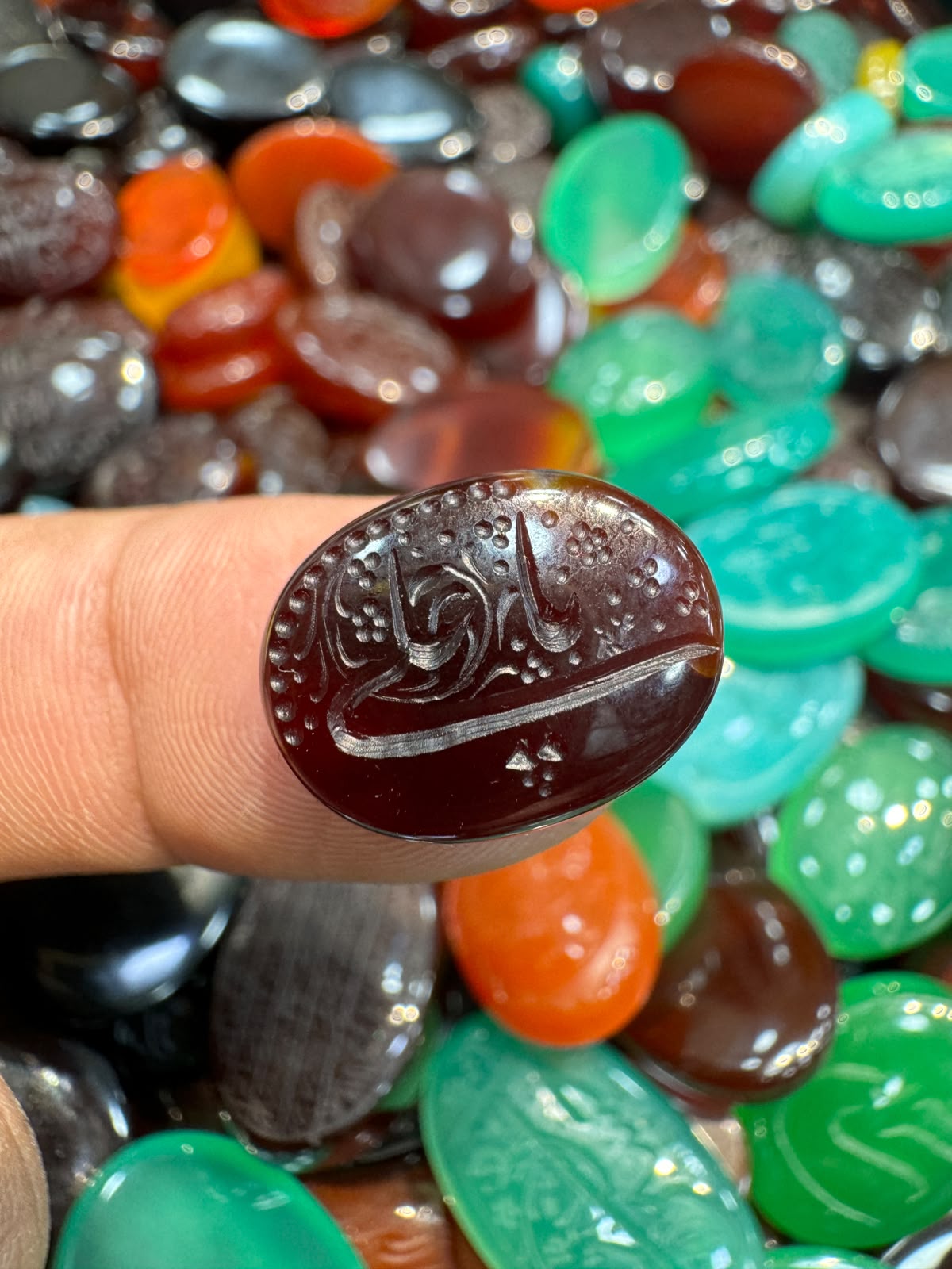AAE AQ 058 Premium Natural Aqeeq Stone with Islamic Engraving