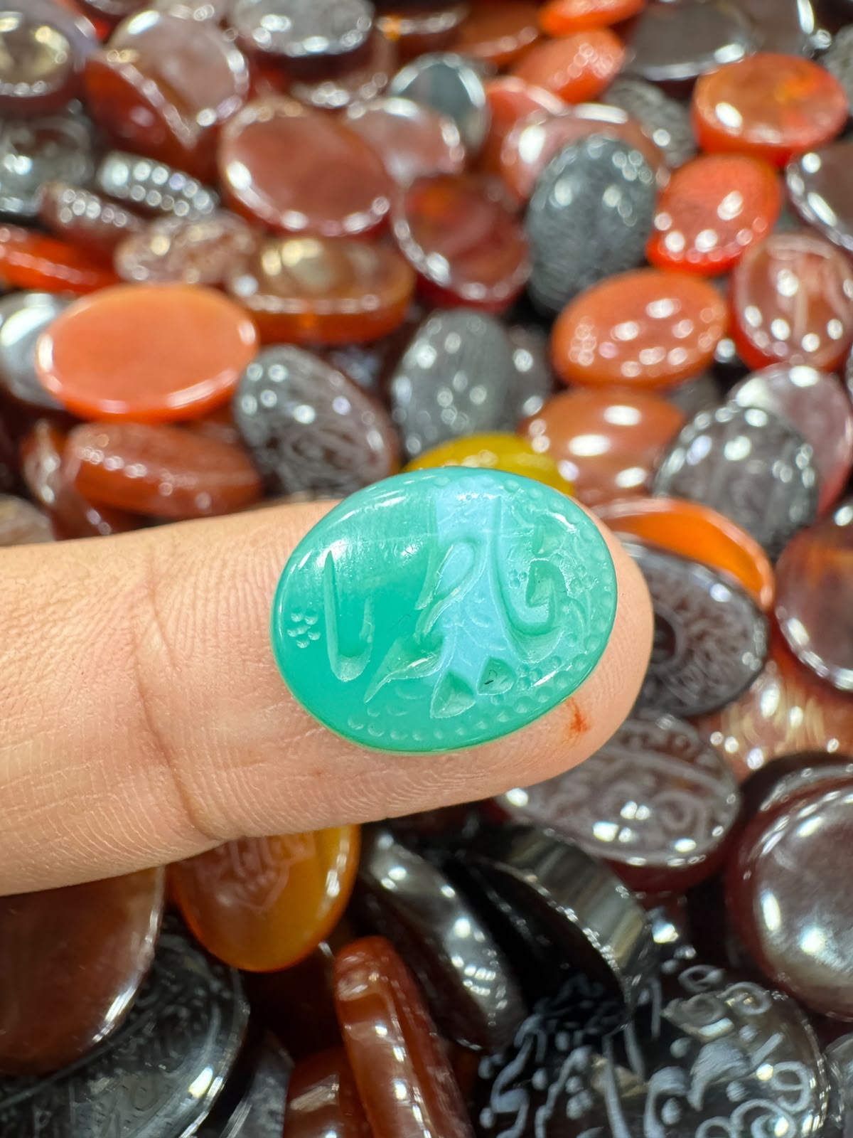 AAE AQ 068 Premium Natural Aqeeq Stone with Islamic Engraving
