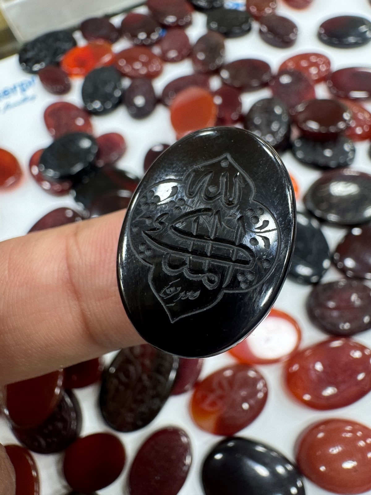 AAE AQ 071 Premium Natural Aqeeq Stone with Islamic Engraving