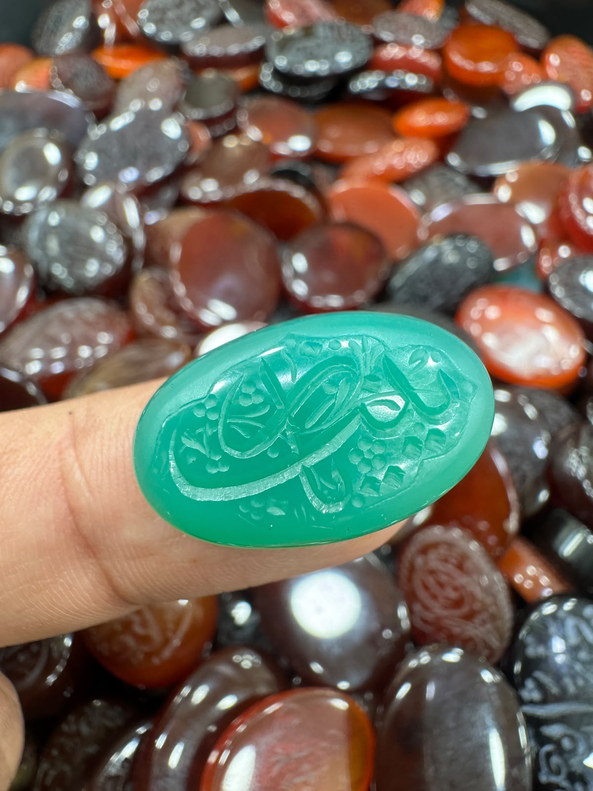 AAE AQ 078 Premium Natural Aqeeq Stone with Islamic Engraving