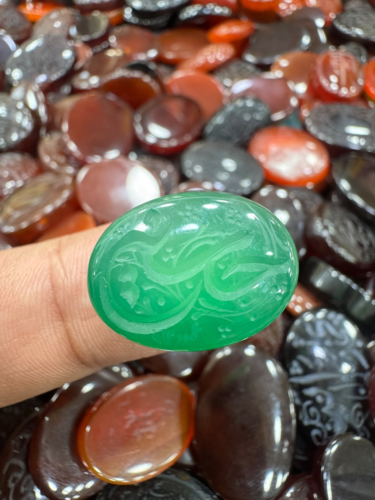 AAE AQ 085 Premium Natural Aqeeq Stone with Islamic Engraving