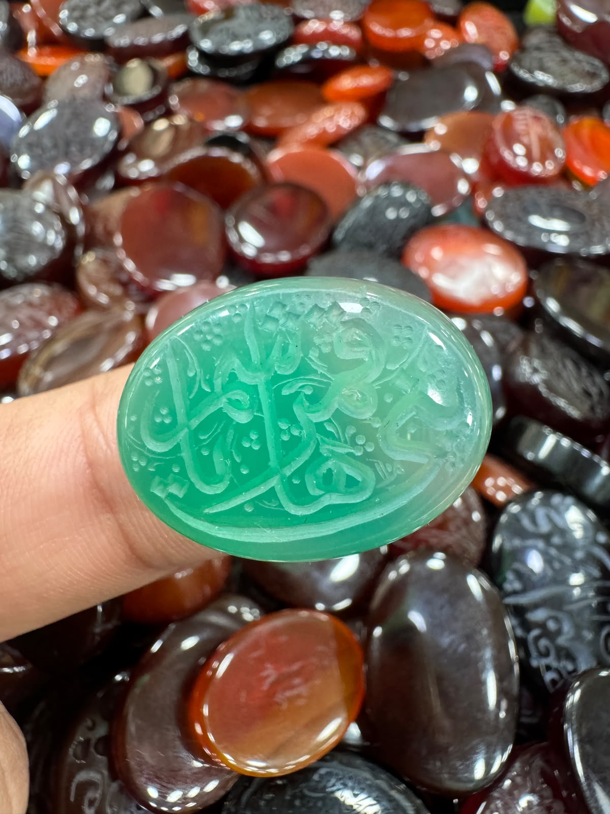 AAE AQ 087 Premium Natural Aqeeq Stone with Islamic Engraving