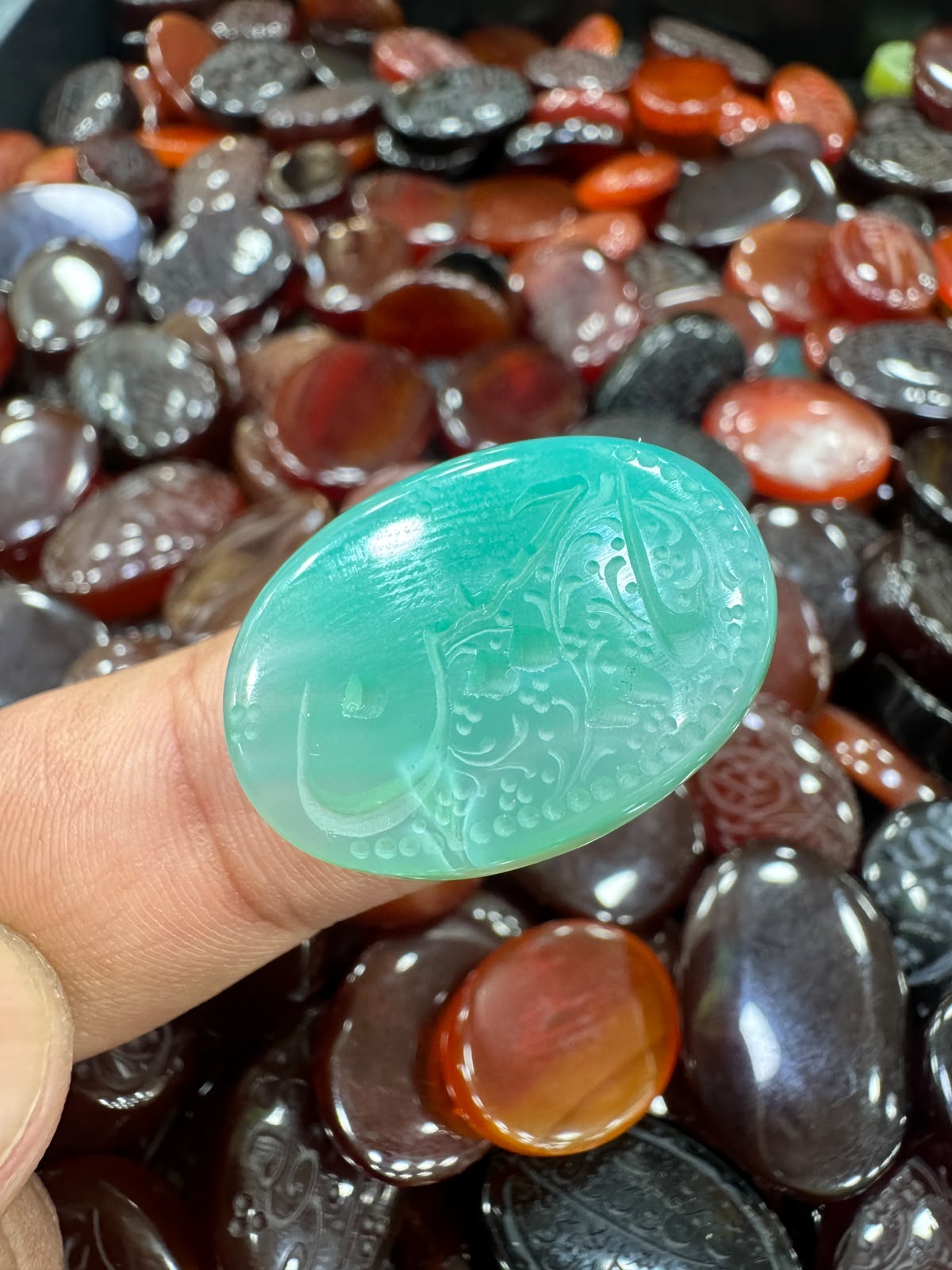 AAE AQ 090 Premium Natural Aqeeq Stone with Islamic Engraving