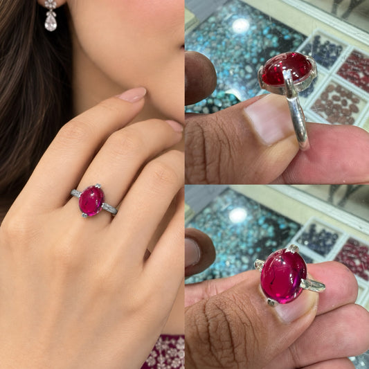 AAE 7776 Chandi Ring 925, Stone: Irani Poota Yaqoot (Anari Yaqoot)