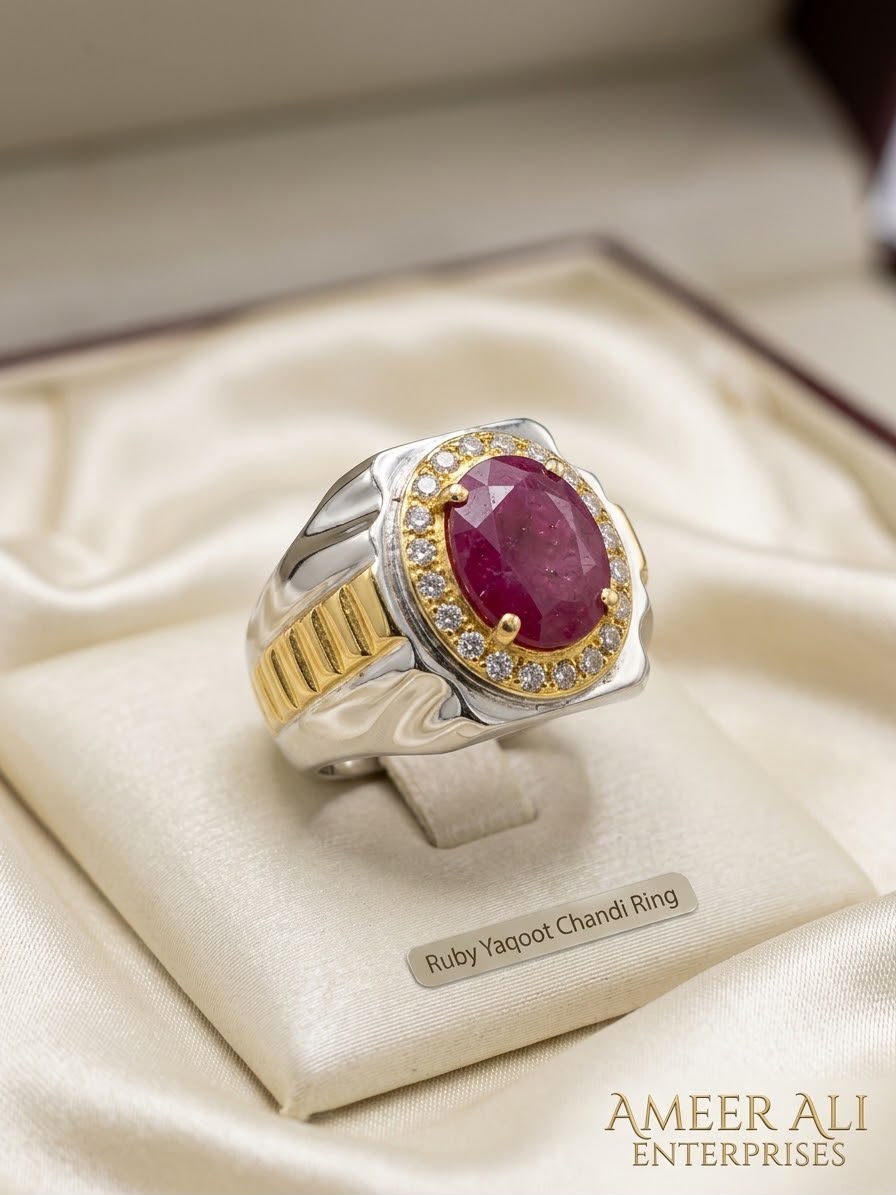 AAE 7779 Chandi Ring 925, Stone Ruby Yaqoot