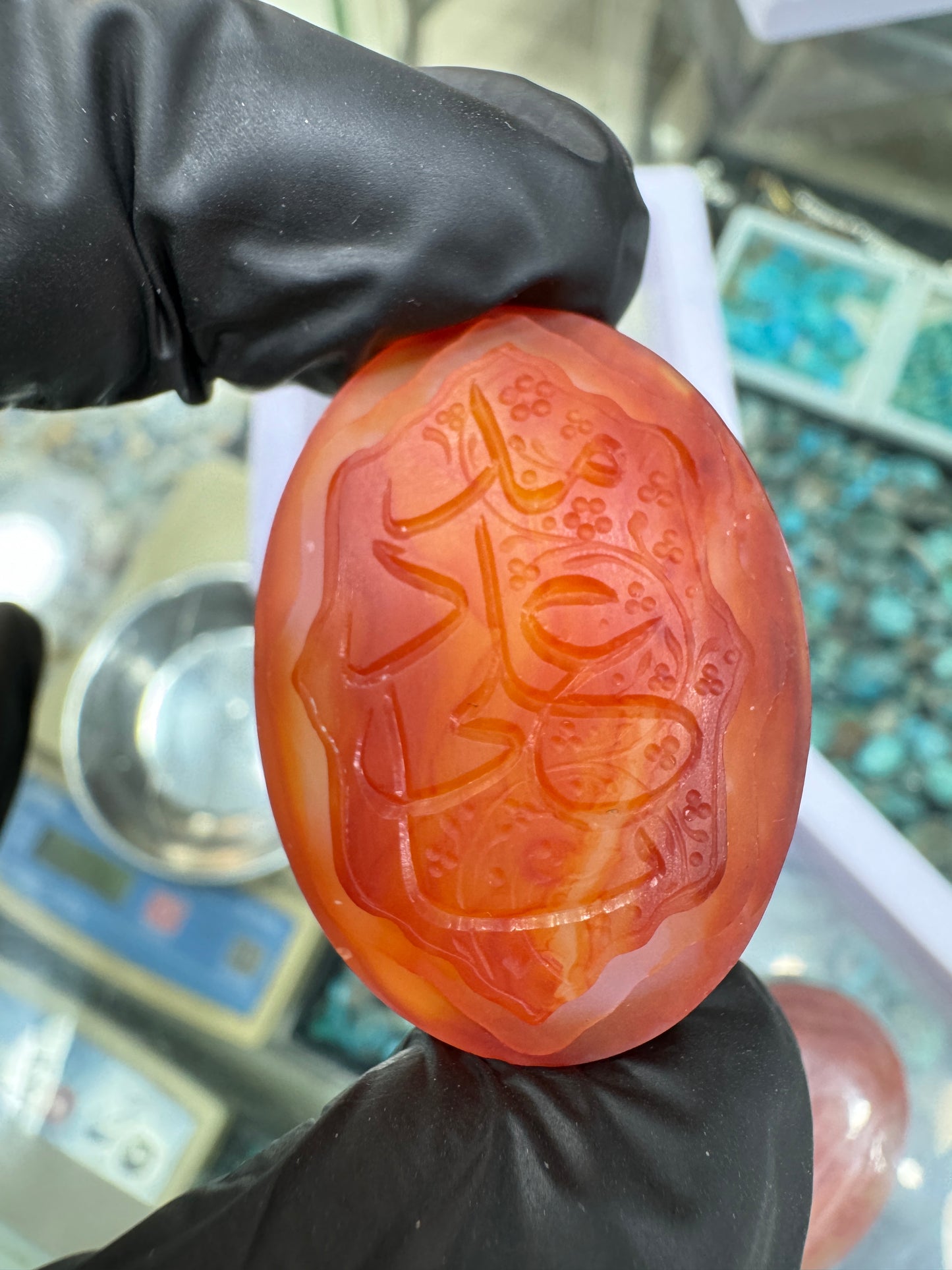 Premium Natural Aqeeq Stone with Islamic Engraving