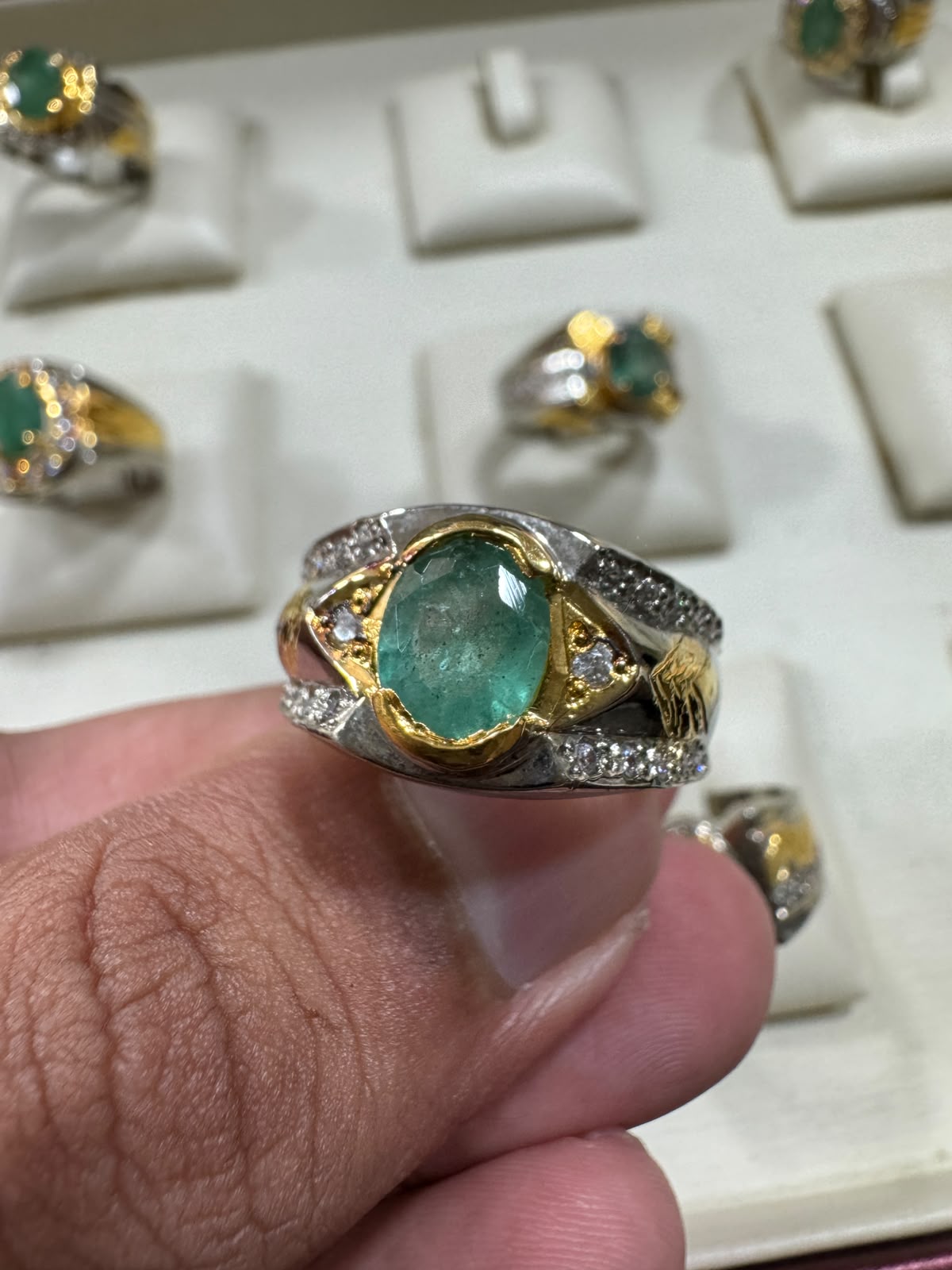AAE 7778 Chandi Ring 925, Stone Emerald (Zamurd)