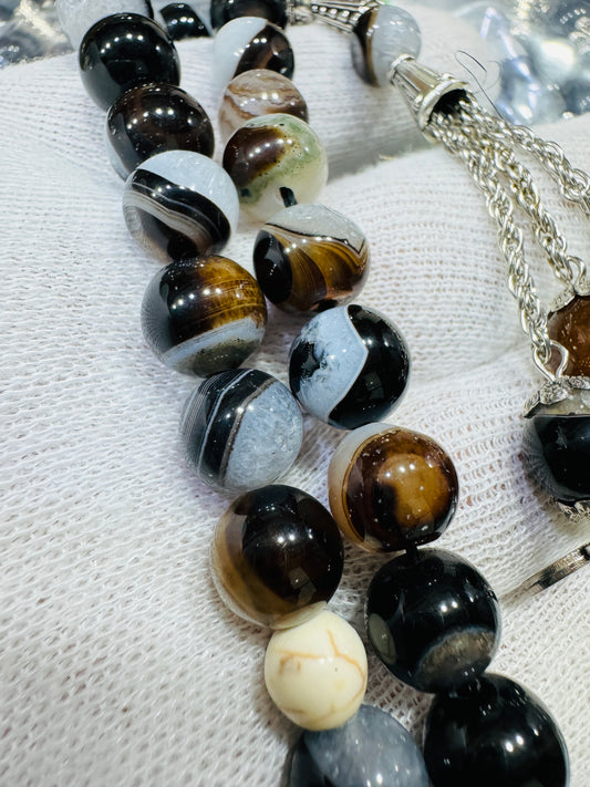 10 mm Sulemani Aqeeq Stones Tasbeeh