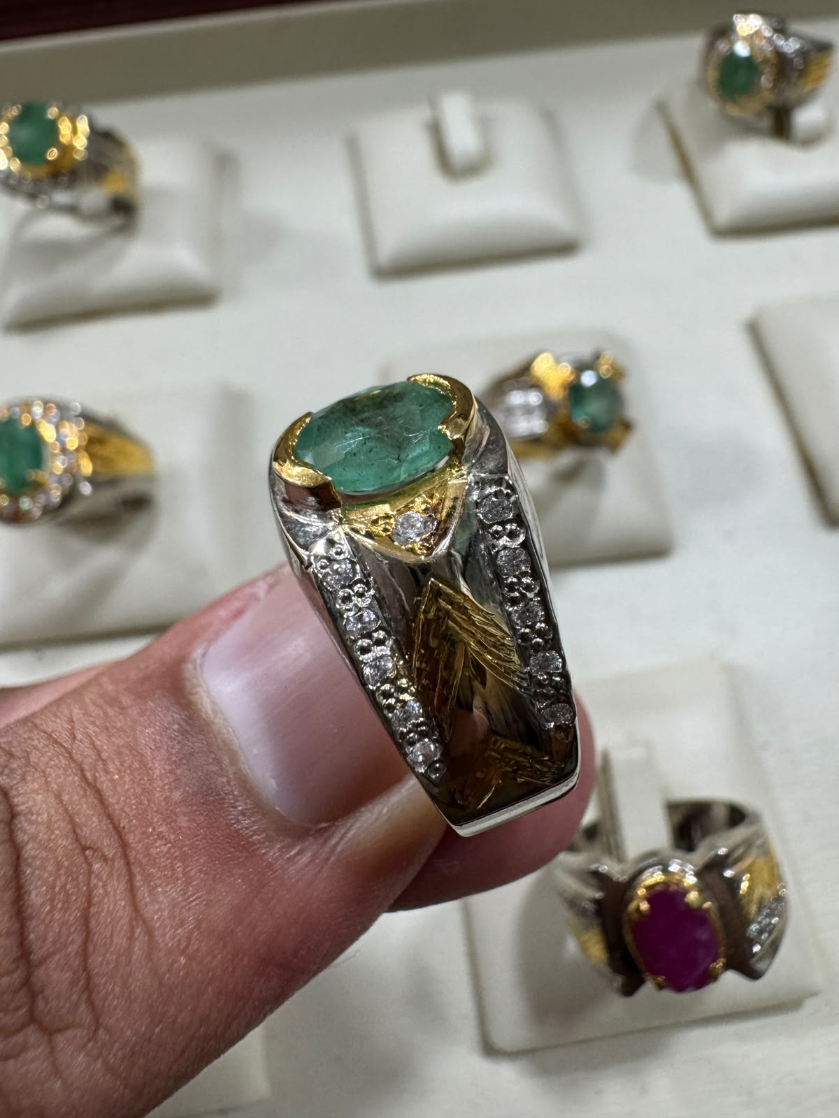 AAE 7778 Chandi Ring 925, Stone Emerald (Zamurd)