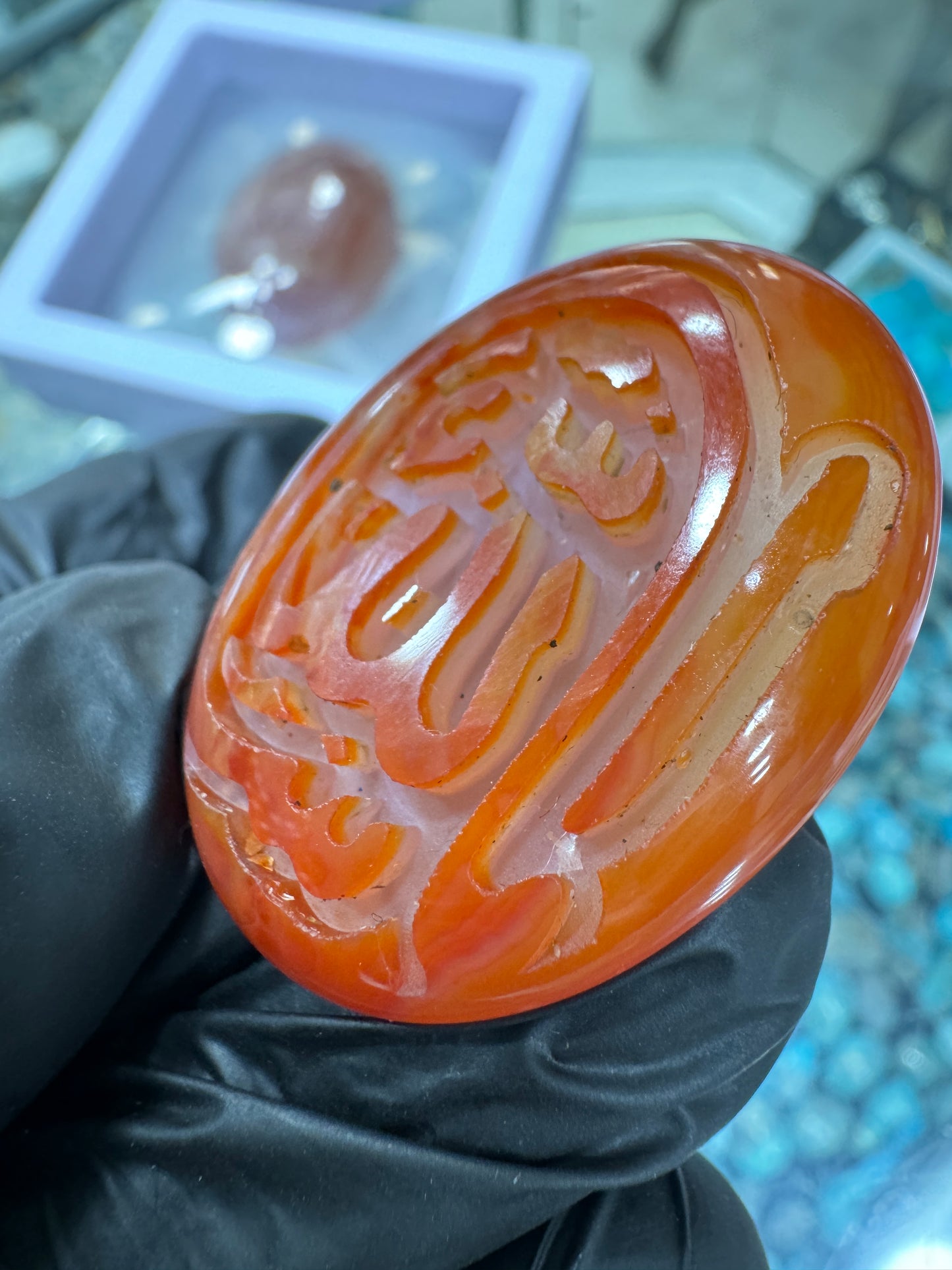 Premium Natural Aqeeq Stone with Islamic Engraving
