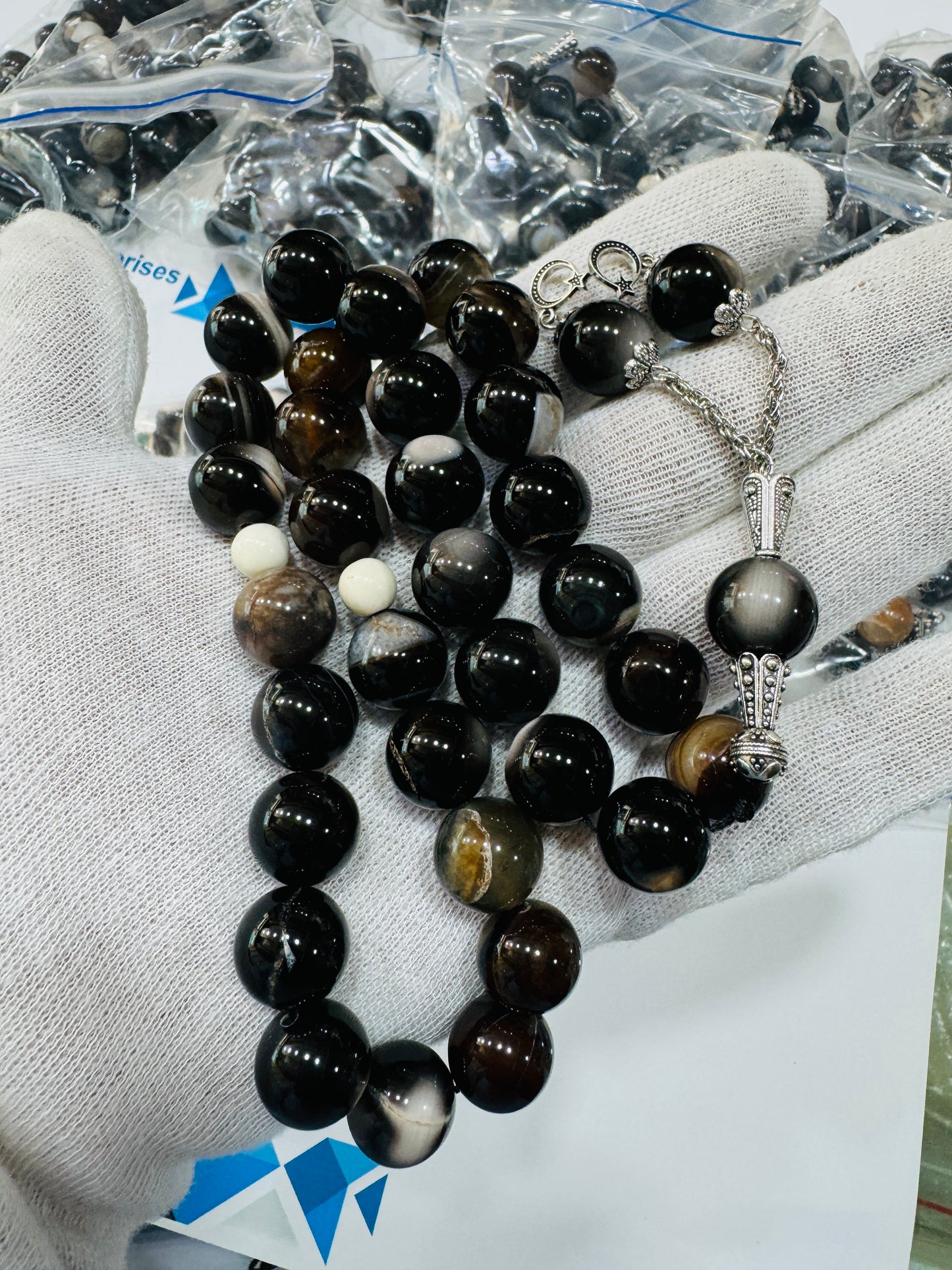 14.5 mm Sulemani Aqeeq Stones Tasbeeh