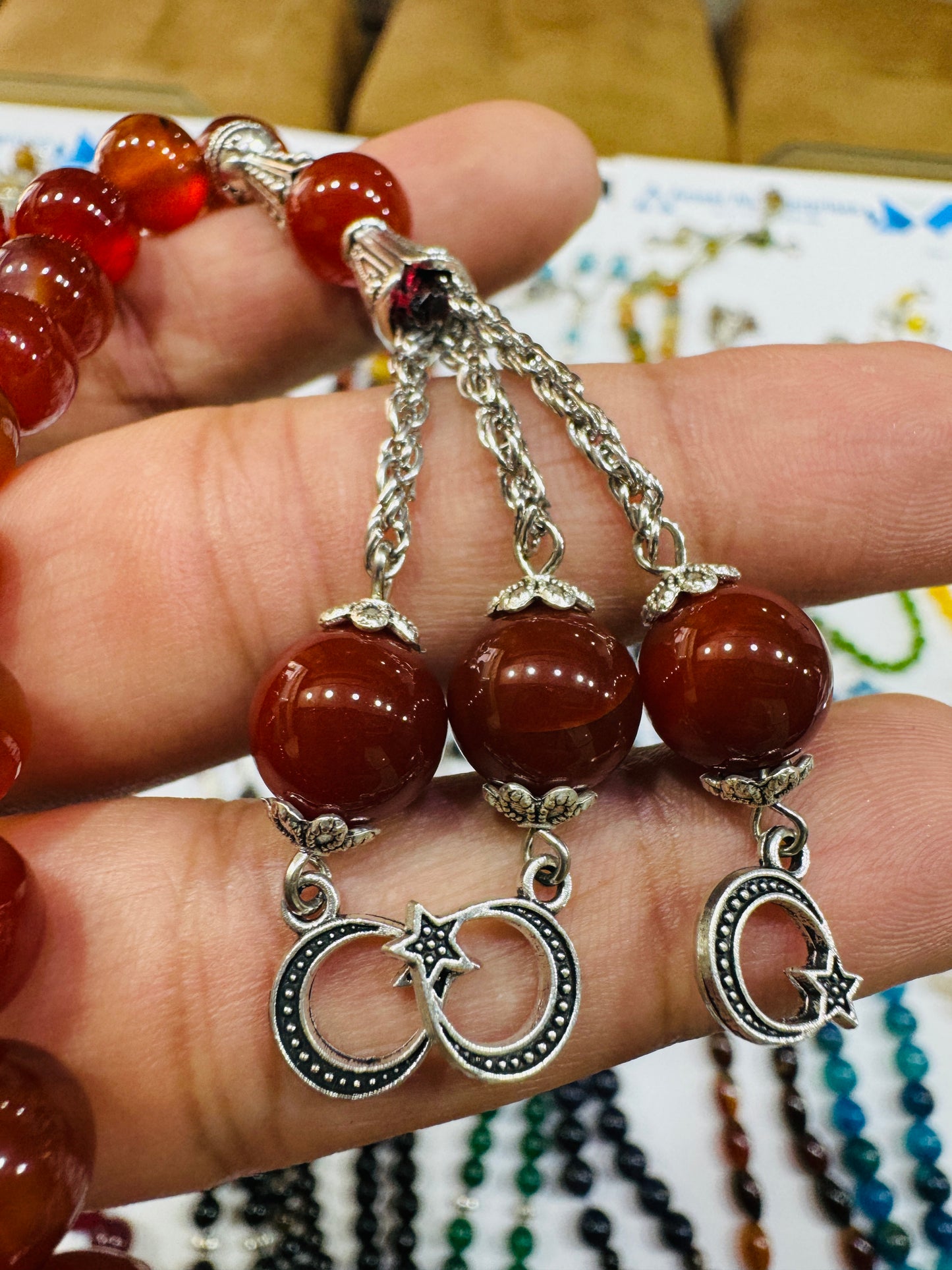 10 mm Red Aqeeq Stones Tasbeeh Round