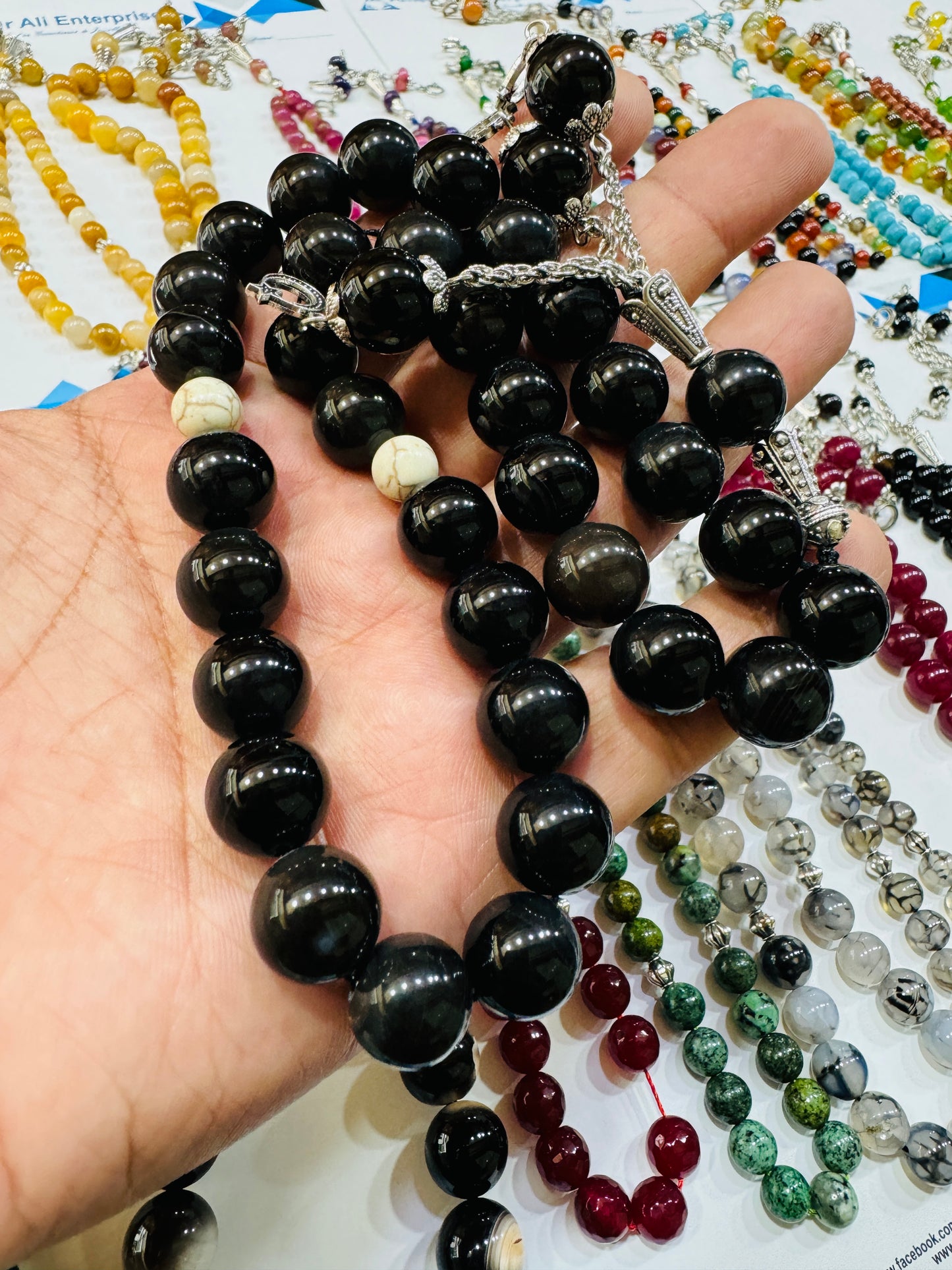 12 mm Black Aqeeq Captan Tasbeeh
