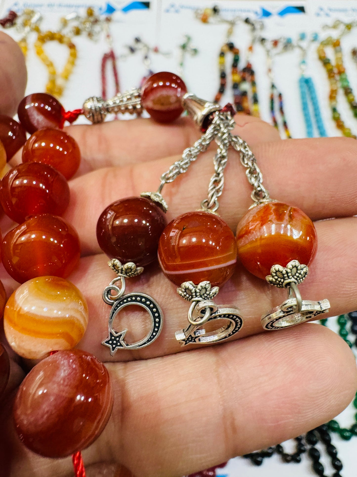 12 mm Red Aqeeq Stones Tasbeeh
