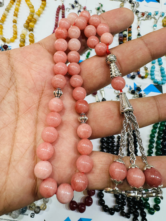 8.5 mm Pink Quartz Stones Tasbeeh
