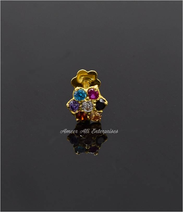 AAE 6884 Gold Nose pin, Stone: Zircon