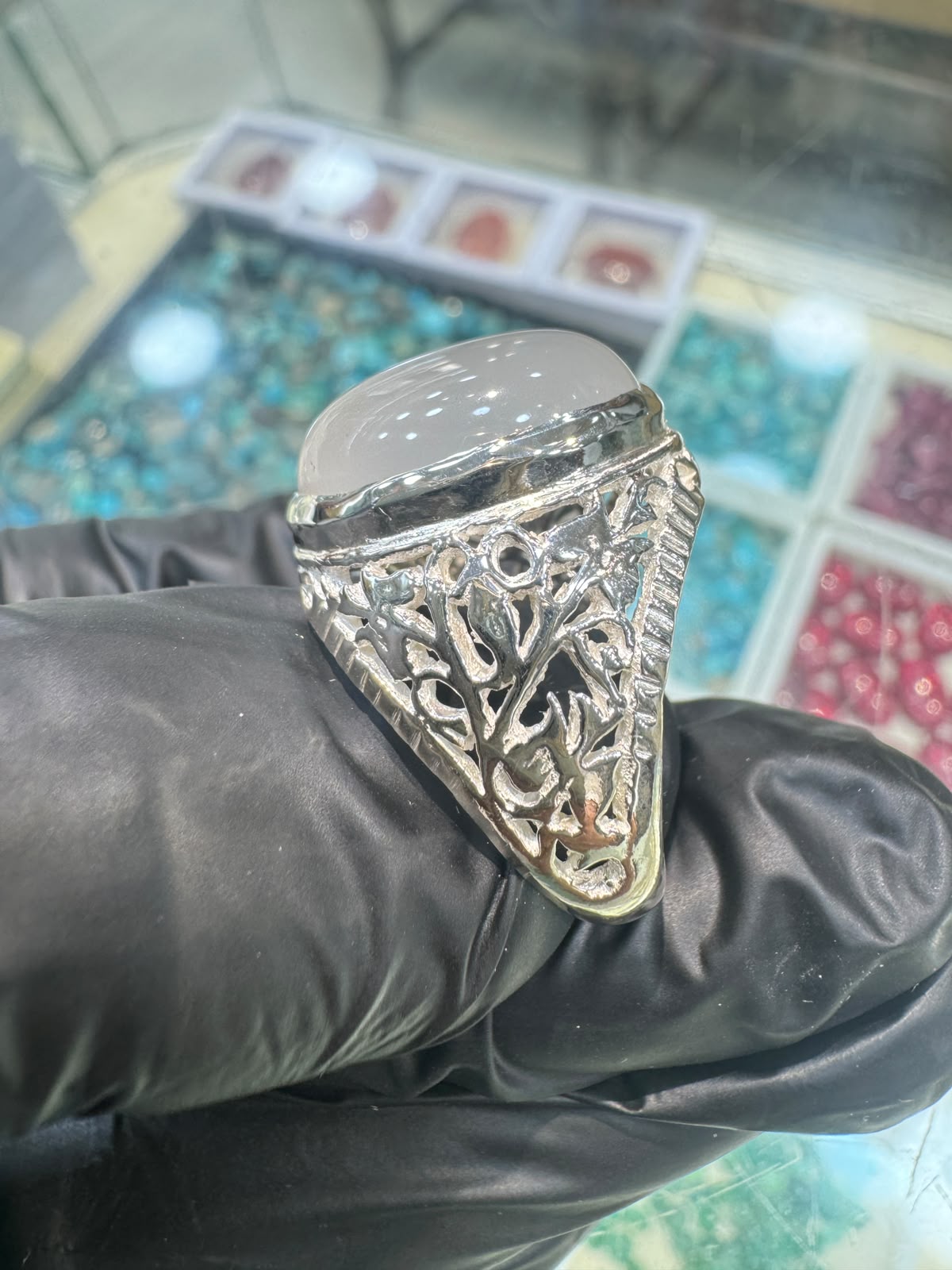 AAE 7780 Chandi Ring 925, Stone: Dur e Najaf