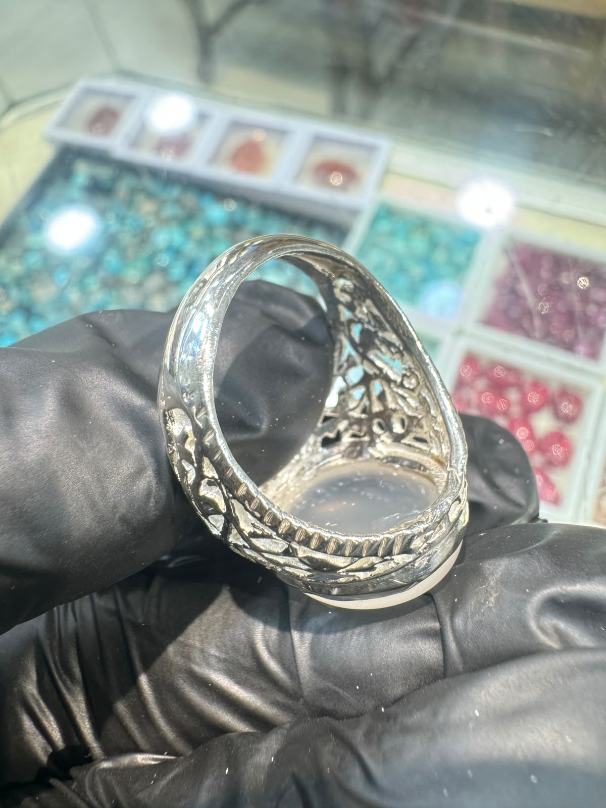 AAE 7780 Chandi Ring 925, Stone: Dur e Najaf