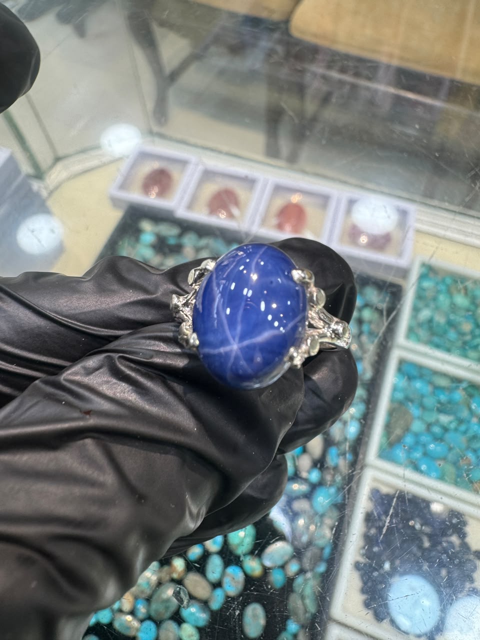 AAE 7781 Chandi Ring 925, Stone: Neelam Star