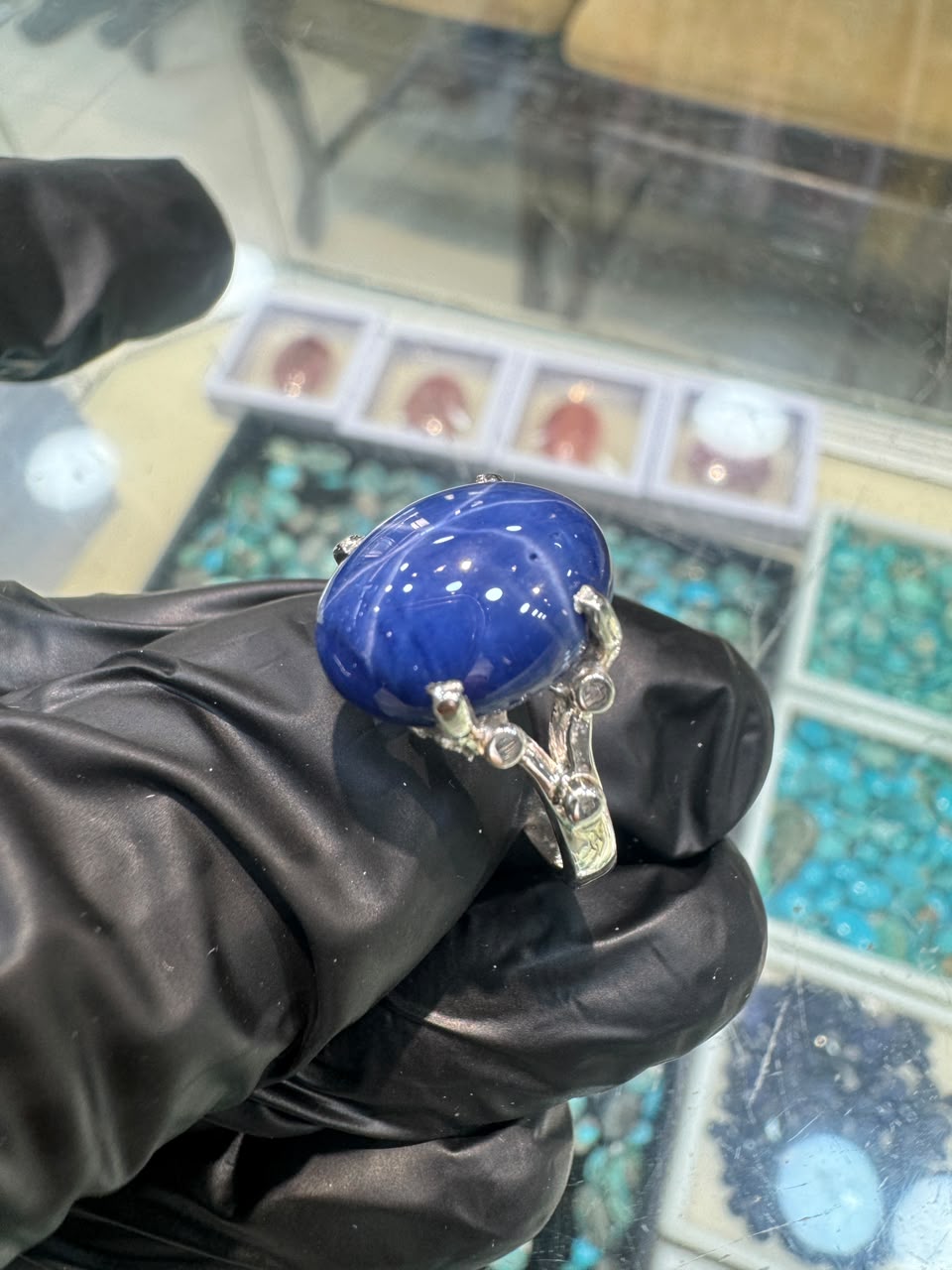 AAE 7781 Chandi Ring 925, Stone: Neelam Star