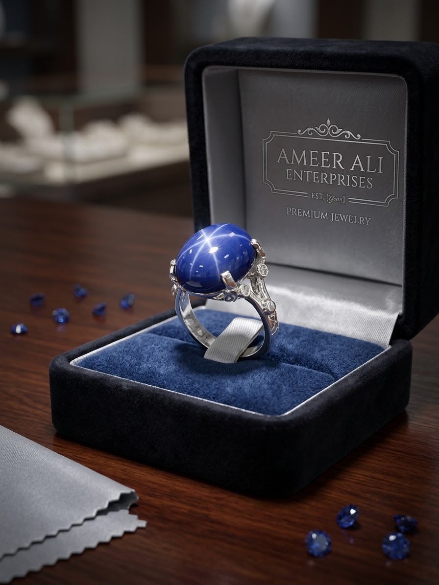 AAE 7781 Chandi Ring 925, Stone: Neelam Star