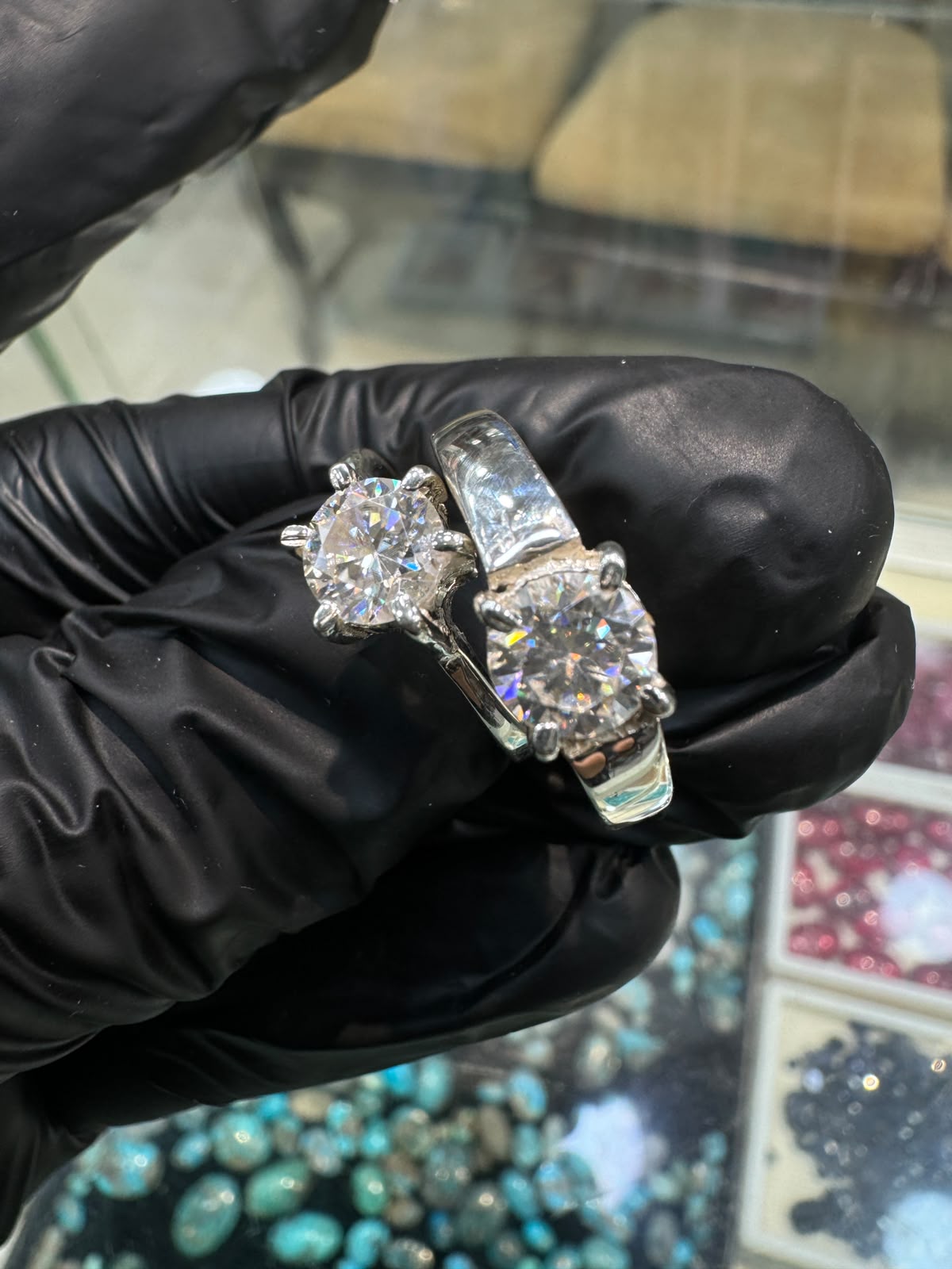 Silver Couple Rings: Pair 001 Stone: Moissanite Engagement Rings