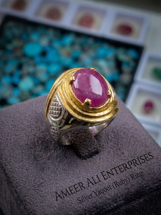 AAE 7783 Chandi Ring 925, Stone Ruby Yaqoot